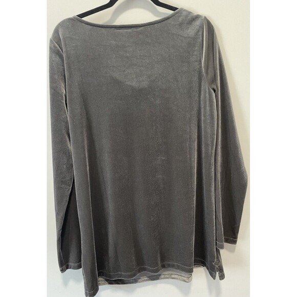 Lands End L 14-16 Women's Velvet Long Sleeve Drape Neck Tunic Grey NWT Holiday - Picture 3 of 7